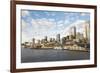 Seattle waterfront and skyline. Clouds reflected in glass buildings-Trish Drury-Framed Photographic Print