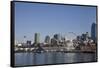 Seattle Waterfront with the Great Wheel on Pier 57, Seattle, Washington, USA-Charles Sleicher-Framed Stretched Canvas