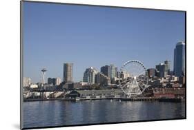 Seattle Waterfront with the Great Wheel on Pier 57, Seattle, Washington, USA-Charles Sleicher-Mounted Photographic Print
