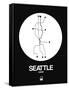 Seattle White Subway Map-NaxArt-Framed Stretched Canvas