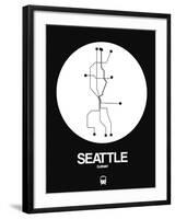 Seattle White Subway Map-NaxArt-Framed Art Print