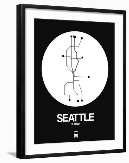 Seattle White Subway Map-NaxArt-Framed Art Print