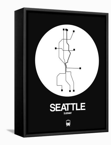 Seattle White Subway Map-NaxArt-Framed Stretched Canvas