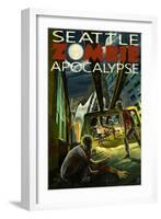 Seattle Zombie Apocalypse-Lantern Press-Framed Art Print