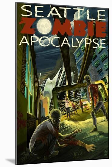 Seattle Zombie Apocalypse-Lantern Press-Mounted Art Print