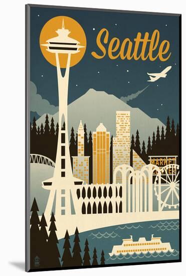 Seattle-Lantern Press-Mounted Art Print