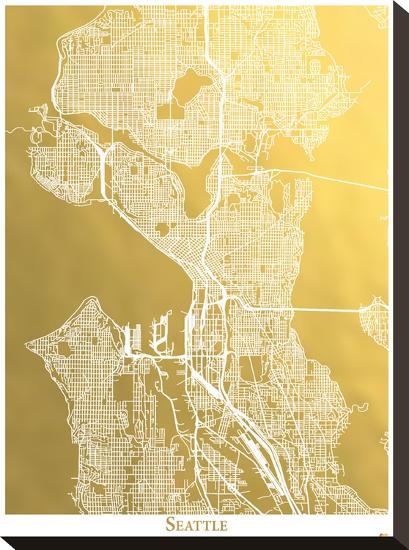 Seattle-The Gold Foil Map Company-Stretched Canvas