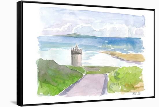 Seaview of Doonagore Castle with Aran Islands-M. Bleichner-Framed Stretched Canvas