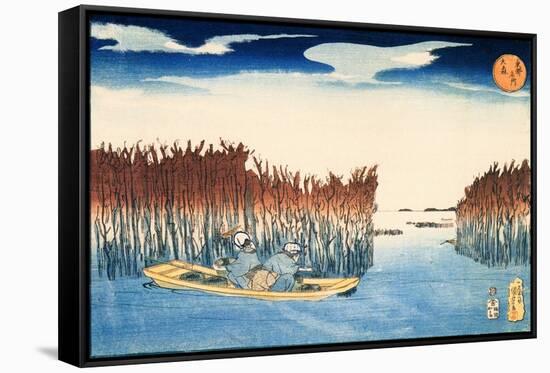 Seaweed Gatherers at Omori-Kuniyoshi Utagawa-Framed Stretched Canvas