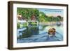 Sebago Lake, Maine - View of a Motorboat Entering Songo Lock, c.1949-Lantern Press-Framed Art Print