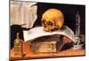 Sebastian Stoskopff Still Life with a Skull and an Almanac Art Print Poster-null-Mounted Poster