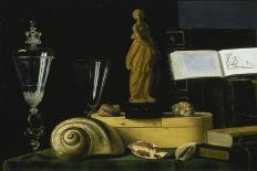 Still-Life with Statue, Books and Shells-Sebastian Stosskopf-Framed Stretched Canvas