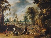 A Landscape with Marauders attacking a Wagon Train and Pillaging a Village-Sebastian Vrancx-Giclee Print