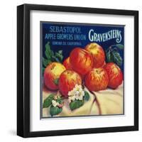 Sebastopol Gravensteins Apple Label - Sonoma, CA-Lantern Press-Framed Art Print