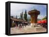 Sebilj, a Moorish-Style Fountain, Old Town, Sarajevo, Bosnia Herzegovina-Gavin Hellier-Framed Stretched Canvas