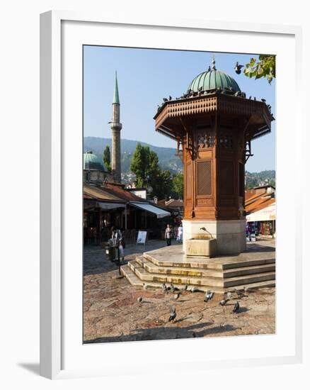 Sebilj Fountain in Pigeon Square, Sarajevo, Bosnia and Herzegovina, Europe-Emanuele Ciccomartino-Framed Photographic Print