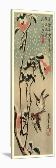 Secchu Tsubaki Ni Suzume-Utagawa Hiroshige-Stretched Canvas
