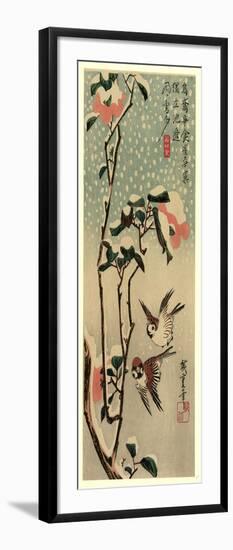 Secchu Tsubaki Ni Suzume-Utagawa Hiroshige-Framed Premium Giclee Print