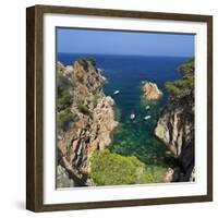 Secluded Cove, Aiguaxelida, Near Palafrugell, Costa Brava, Catalonia, Spain, Mediterranean, Europe-Stuart Black-Framed Photographic Print