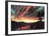 Secluded Landscape in the Sunset-Frederic Edwin Church-Framed Art Print