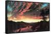 Secluded Landscape in the Sunset-Frederic Edwin Church-Framed Stretched Canvas