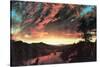 Secluded Landscape in the Sunset-Frederic Edwin Church-Stretched Canvas