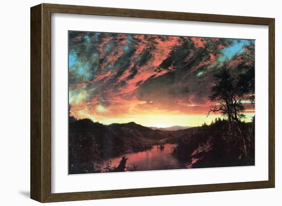 Secluded Landscape in the Sunset-Frederic Edwin Church-Framed Art Print