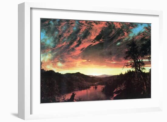 Secluded Landscape in the Sunset-Frederic Edwin Church-Framed Art Print