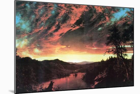 Secluded Landscape in the Sunset-Frederic Edwin Church-Mounted Art Print