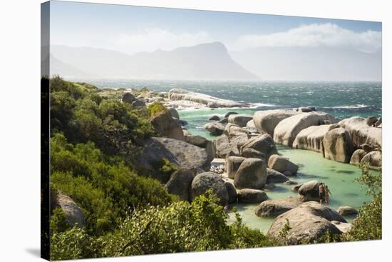 Second Beach at High Tide with Boulders Visible, Boulders Beach National Park, Simonstown-Kimberly Walker-Stretched Canvas