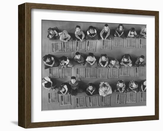 Second Graders Using Abaci Especially Designed to Teach Them Arithmetic-Yale Joel-Framed Photographic Print