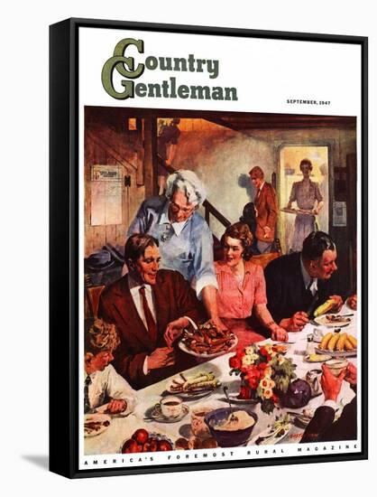 "Second Helping," Country Gentleman Cover, September 1, 1947-Lealand Gustavson-Framed Stretched Canvas