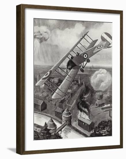 Second Lieutenant L a Strange Bombing the Railway Junction at Courtrai, Belgium, World War I-W. Avis-Framed Giclee Print