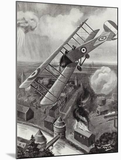 Second Lieutenant L a Strange Bombing the Railway Junction at Courtrai, Belgium, World War I-W. Avis-Mounted Giclee Print