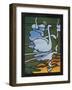 Second of Two Designs for Stained Glass Depicting Swans in the Water. (Cygnus Olor)-null-Framed Art Print