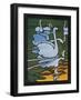 Second of Two Designs for Stained Glass Depicting Swans in the Water. (Cygnus Olor)-null-Framed Art Print