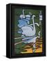 Second of Two Designs for Stained Glass Depicting Swans in the Water. (Cygnus Olor)-null-Framed Stretched Canvas