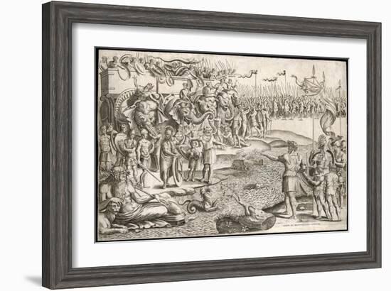 Second Punic War: a Rather Allegorical Depiction of Hannibal with His Army and His Elephants-null-Framed Art Print