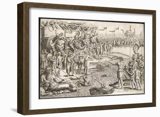Second Punic War: a Rather Allegorical Depiction of Hannibal with His Army and His Elephants-null-Framed Art Print