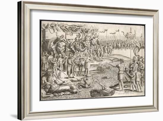 Second Punic War: a Rather Allegorical Depiction of Hannibal with His Army and His Elephants-null-Framed Art Print