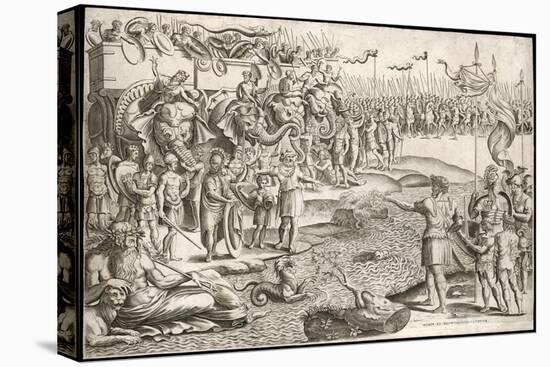 Second Punic War: a Rather Allegorical Depiction of Hannibal with His Army and His Elephants-null-Stretched Canvas