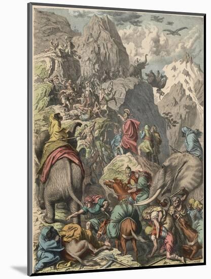 Second Punic War : Hannibal crossing the Alps,-Heinrich Leutemann-Mounted Giclee Print