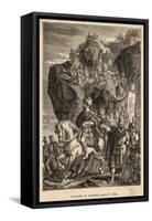 Second Punic War: Hannibal Descends into Italy after Crossing the Alps with His Elephants-Sanesi-Framed Stretched Canvas