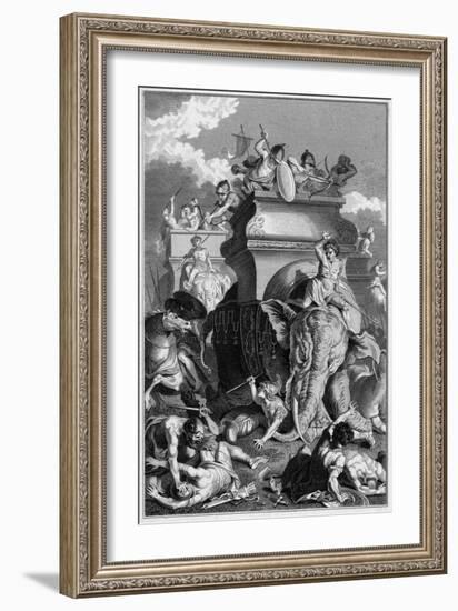 Second Punic War: Hannibal Goes into Action with His Elephants-null-Framed Art Print