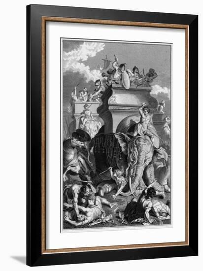 Second Punic War: Hannibal Goes into Action with His Elephants-null-Framed Art Print
