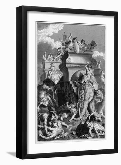 Second Punic War: Hannibal Goes into Action with His Elephants-null-Framed Art Print