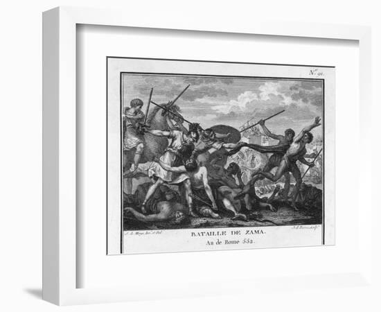 Second Punic War Scipio Africanus Defeats Hannibal at Zama in North Africa-Augustyn Mirys-Framed Art Print