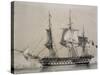 Second-Rank Ship with 74 Guns, Lithograph by Morel-Fatio, 19th Century-null-Stretched Canvas