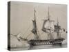 Second-Rank Ship with 74 Guns, Lithograph by Morel-Fatio, 19th Century-null-Stretched Canvas