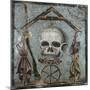 Second Style Opus Vermiculatum Mosaic on Memento Mori with Skull and Plumb-Rule, from Pompei-null-Mounted Giclee Print